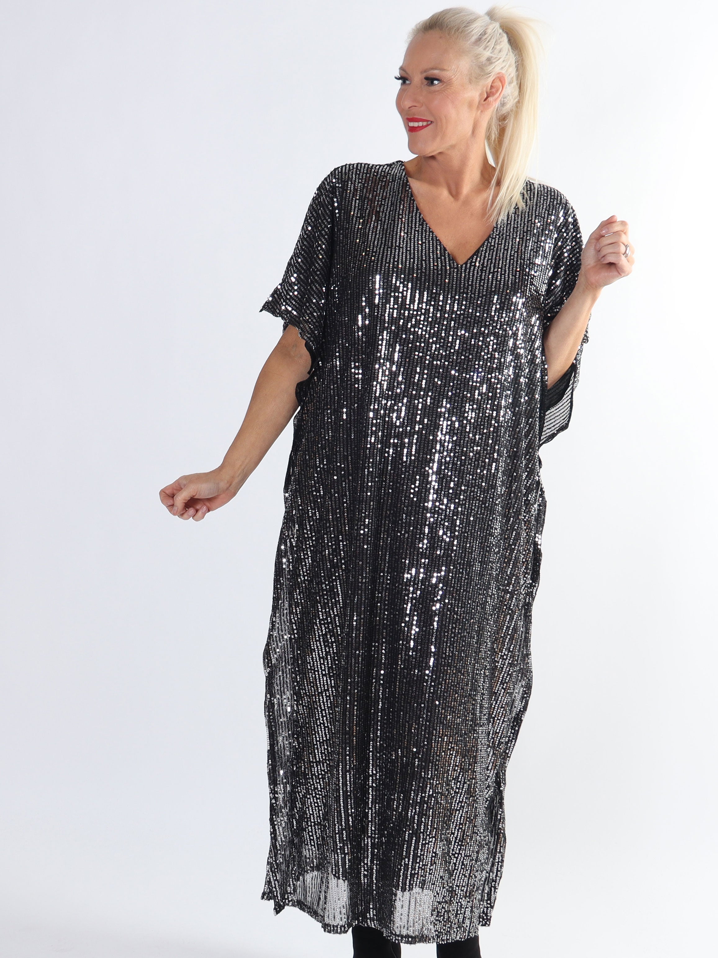 Azmina Long - Lang plus size tunika med pailletter